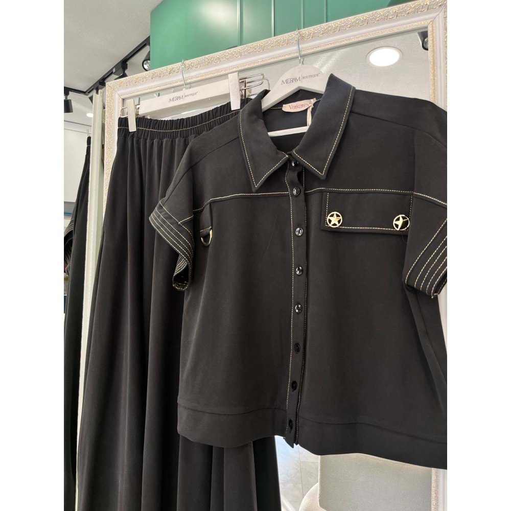 VATKATEX LİYOSEL CUPRA YELEKLİ ETEKLİ TAKIM - SİYAH - 42