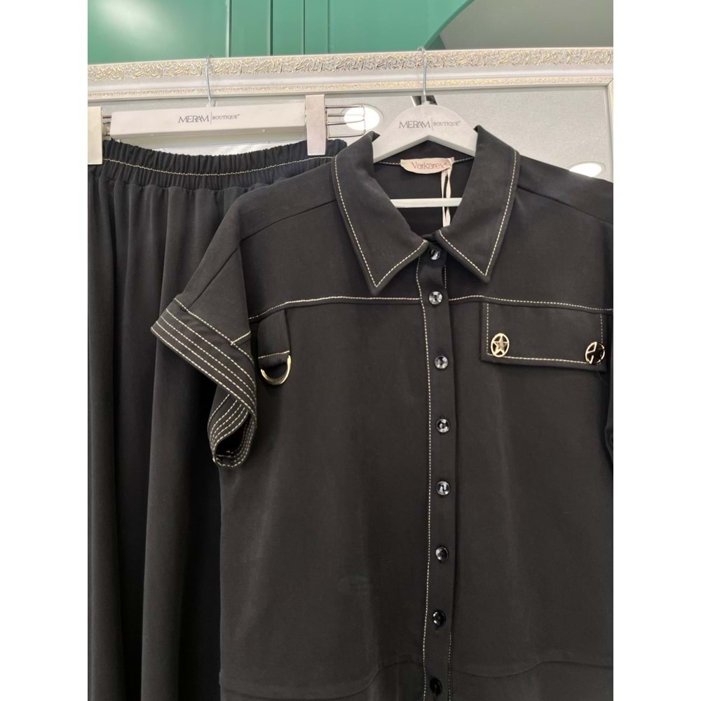 VATKATEX LİYOSEL CUPRA YELEKLİ ETEKLİ TAKIM - SİYAH - 44