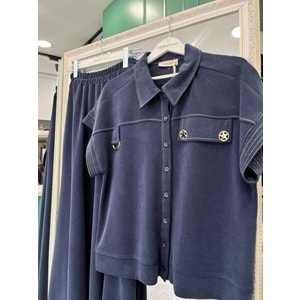 VATKATEX LİYOSEL CUPRA YELEKLİ ETEKLİ TAKIM - LACİVERT - 40