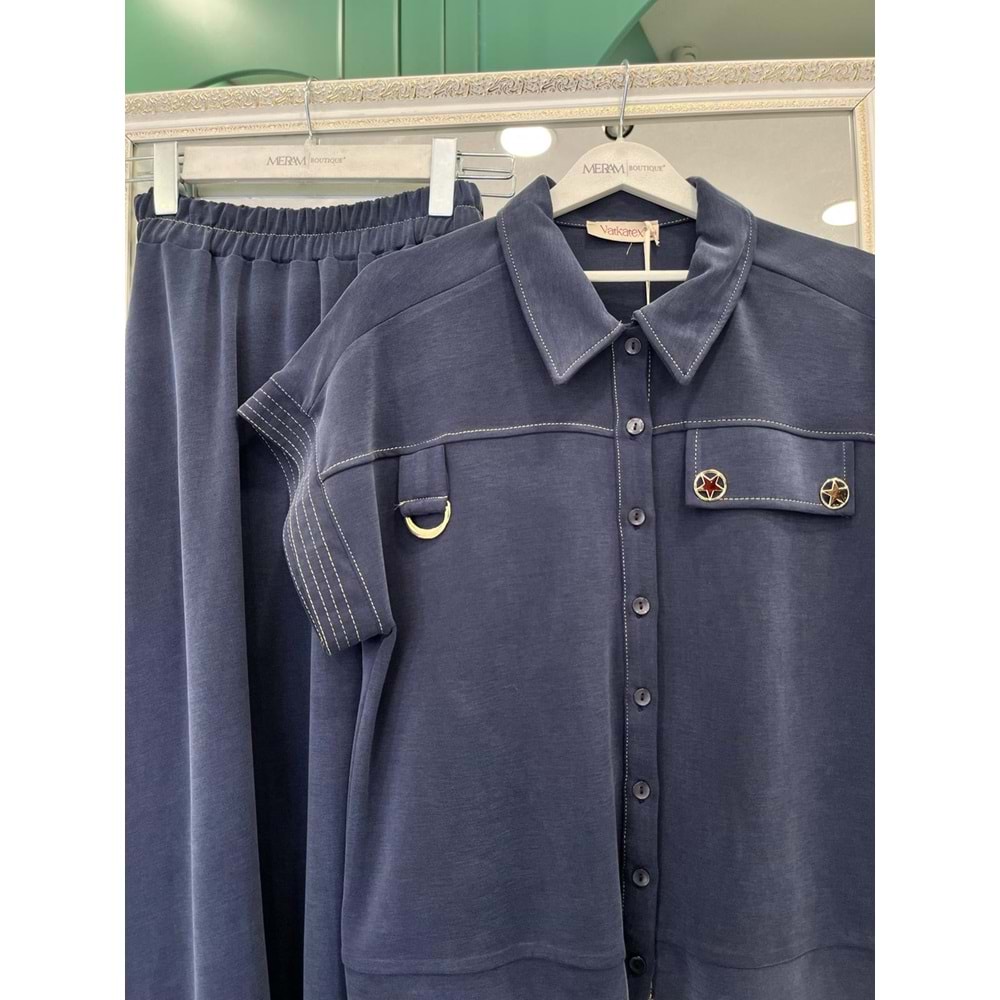 VATKATEX LİYOSEL CUPRA YELEKLİ ETEKLİ TAKIM - LACİVERT - 42