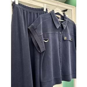 VATKATEX LİYOSEL CUPRA YELEKLİ ETEKLİ TAKIM - LACİVERT - 46