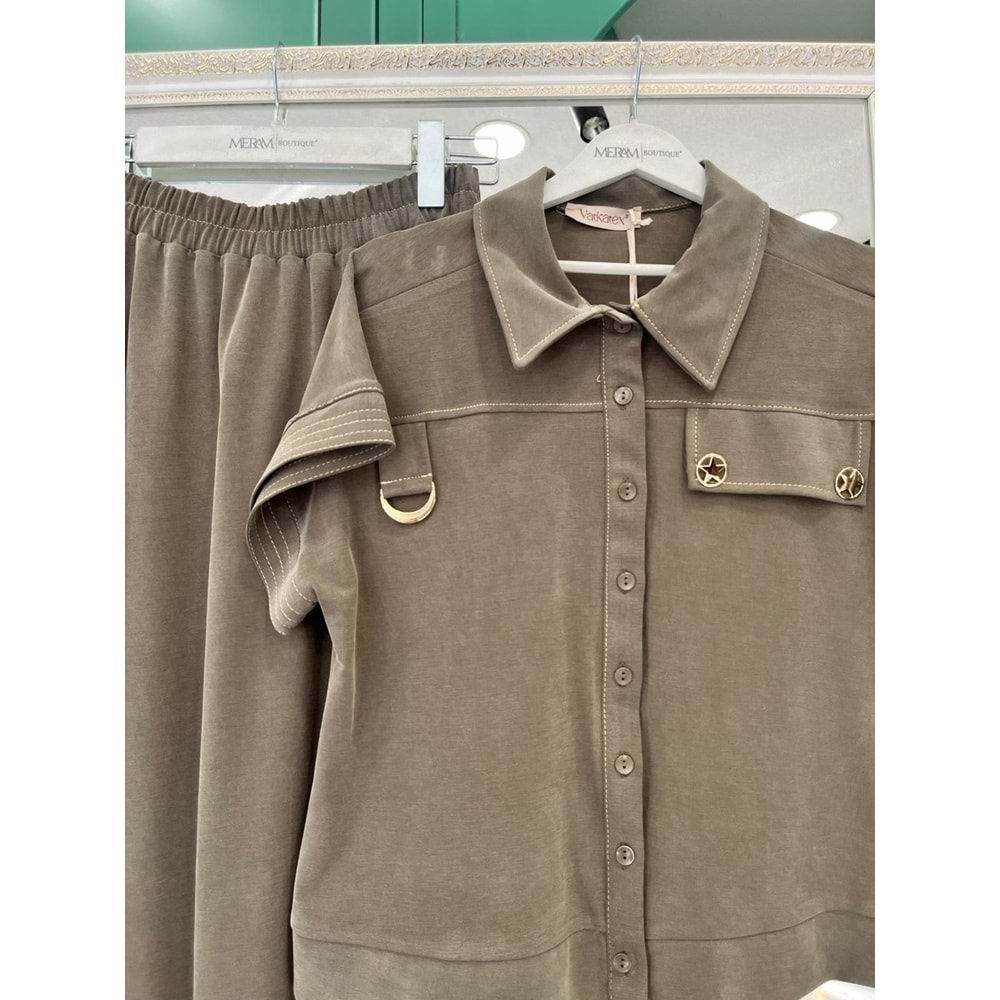 VATKATEX LİYOSEL CUPRA YELEKLİ ETEKLİ TAKIM - HAKİ - 46