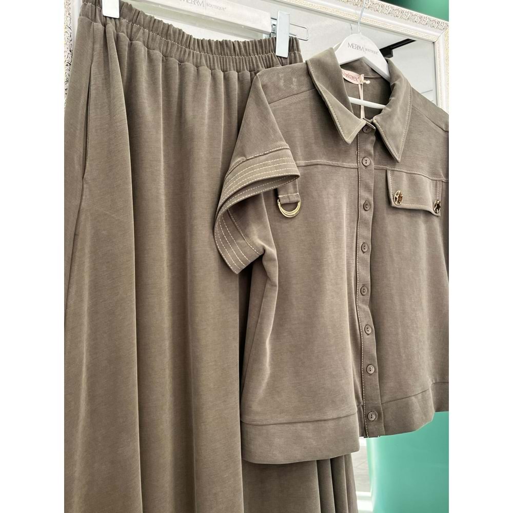 VATKATEX LİYOSEL CUPRA YELEKLİ ETEKLİ TAKIM - HAKİ - 46