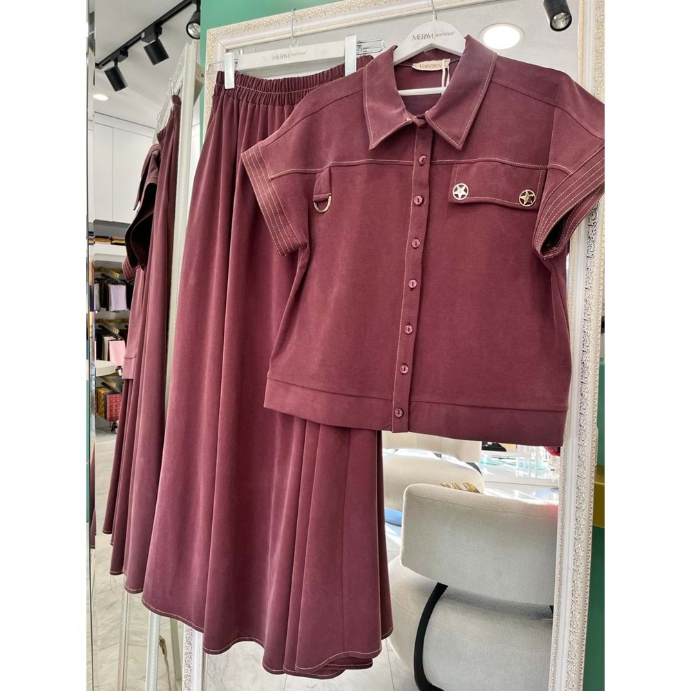 VATKATEX LİYOSEL CUPRA YELEKLİ ETEKLİ TAKIM - MÜRDÜM - 38