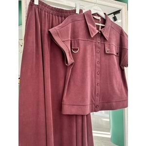 VATKATEX LİYOSEL CUPRA YELEKLİ ETEKLİ TAKIM - MÜRDÜM - 40