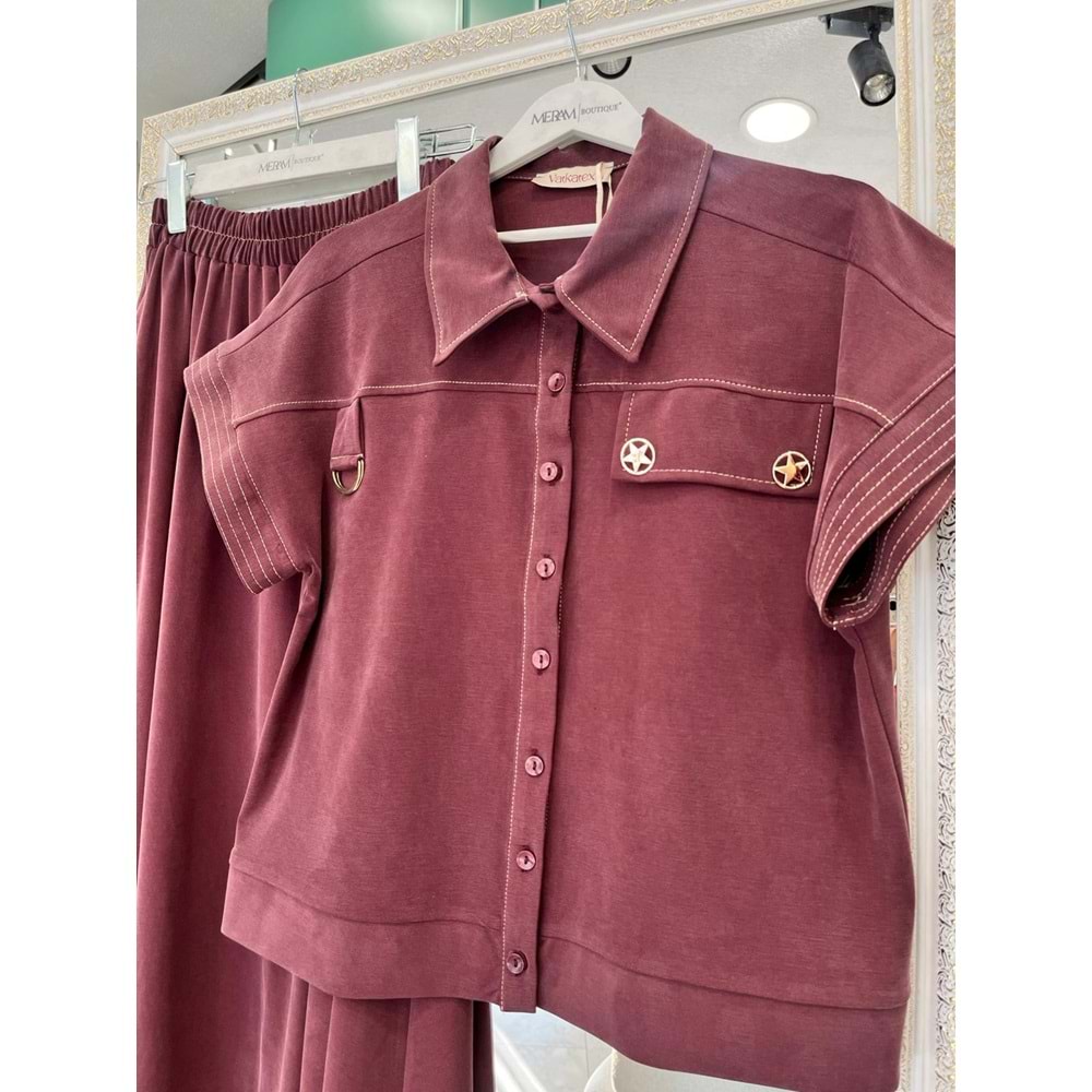 VATKATEX LİYOSEL CUPRA YELEKLİ ETEKLİ TAKIM - MÜRDÜM - 42