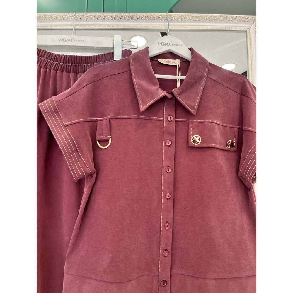 VATKATEX LİYOSEL CUPRA YELEKLİ ETEKLİ TAKIM - MÜRDÜM - 42