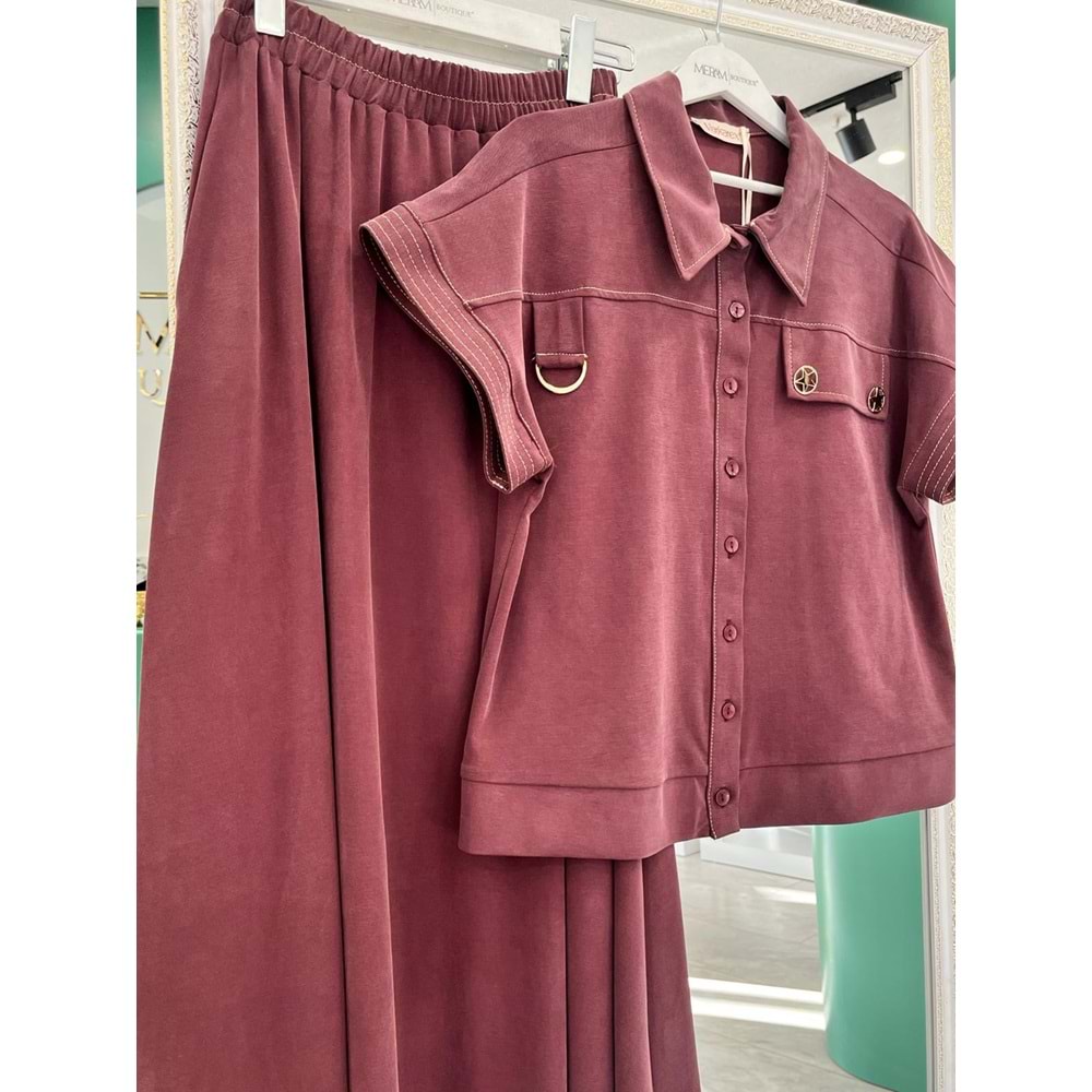 VATKATEX LİYOSEL CUPRA YELEKLİ ETEKLİ TAKIM - MÜRDÜM - 42