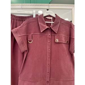 VATKATEX LİYOSEL CUPRA YELEKLİ ETEKLİ TAKIM - MÜRDÜM - 46