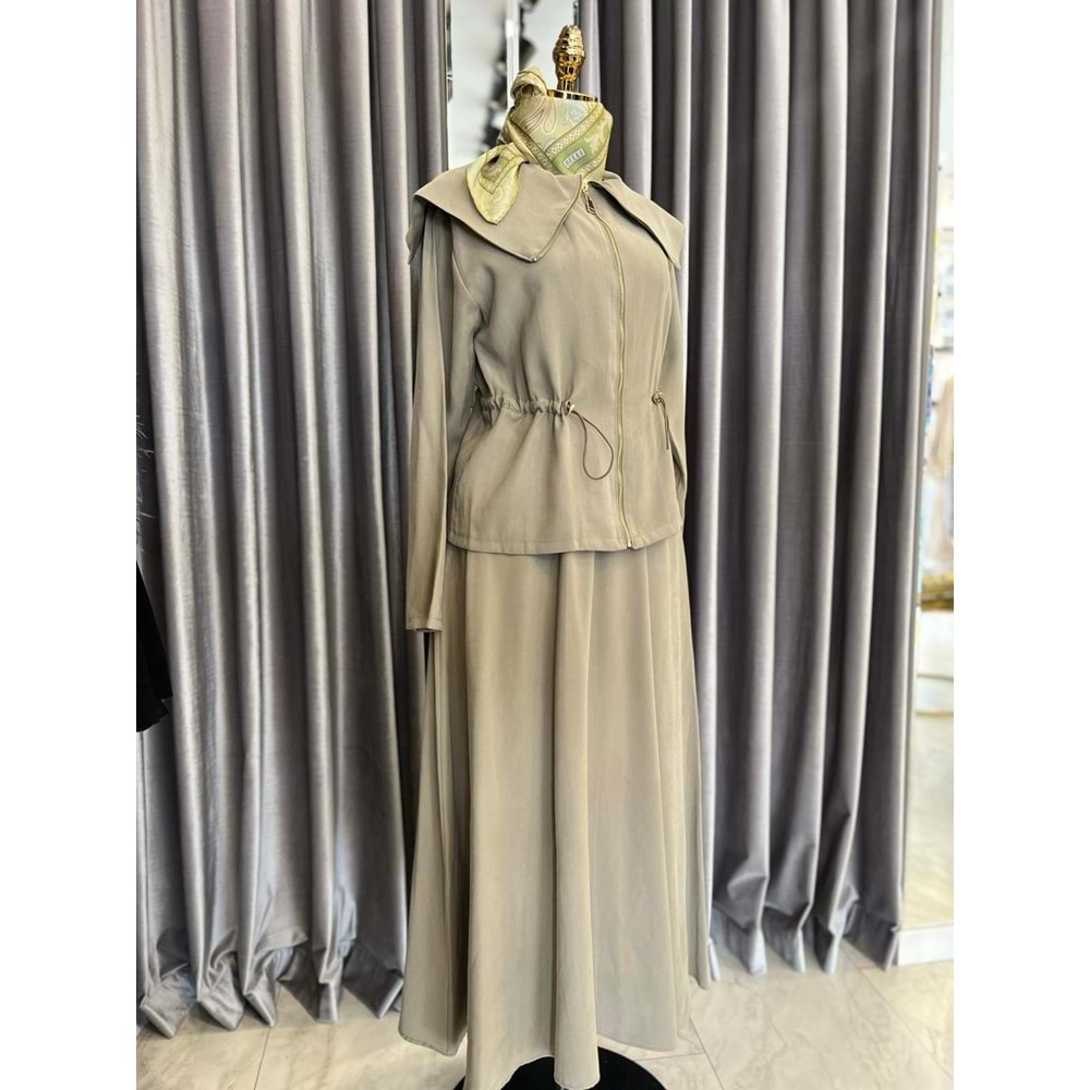 VATKATEX ŞAL YAKA ETEKLİ TAKIM - MİNT YEŞİLİ - 40