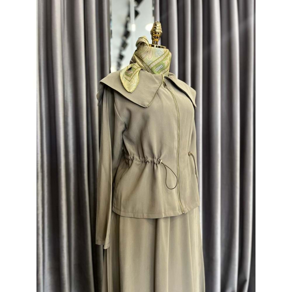 VATKATEX ŞAL YAKA ETEKLİ TAKIM - MİNT YEŞİLİ - 40