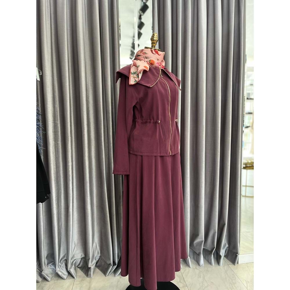 VATKATEX ŞAL YAKA ETEKLİ TAKIM - MÜRDÜM - 38